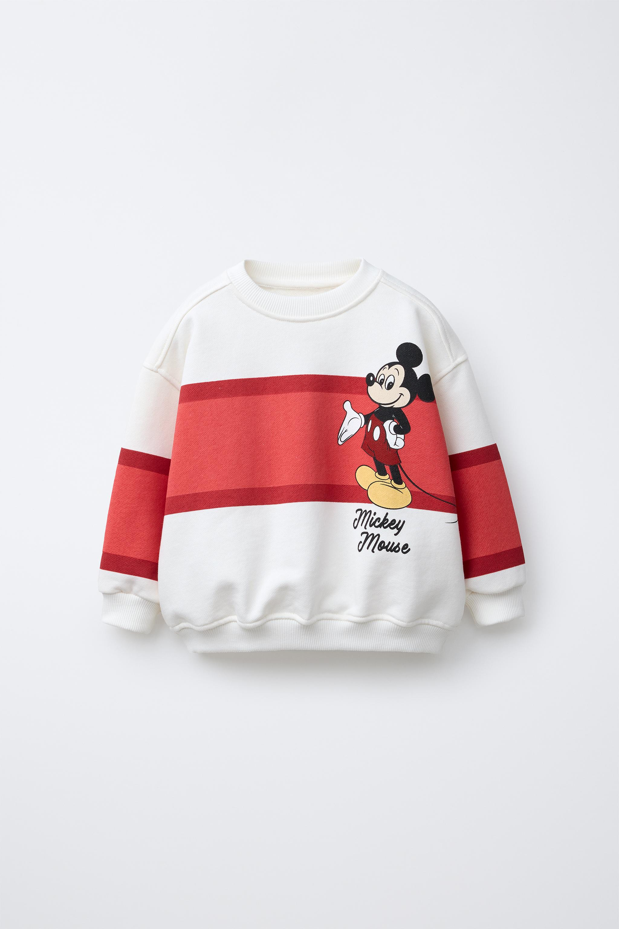 Crew neck sweatshirt with long sleeves. Ribbed trim. Striped print and MICKEY MOUSE © DISNEY on ... | Zara US