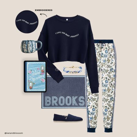 Pride and Prejudice inspired navy cropped embroidered sweatshirt outfit. Find the sweatshirt here: katandblossom.com/product-category/sweatshirts/

#LTKstyletip #LTKFind #LTKeurope