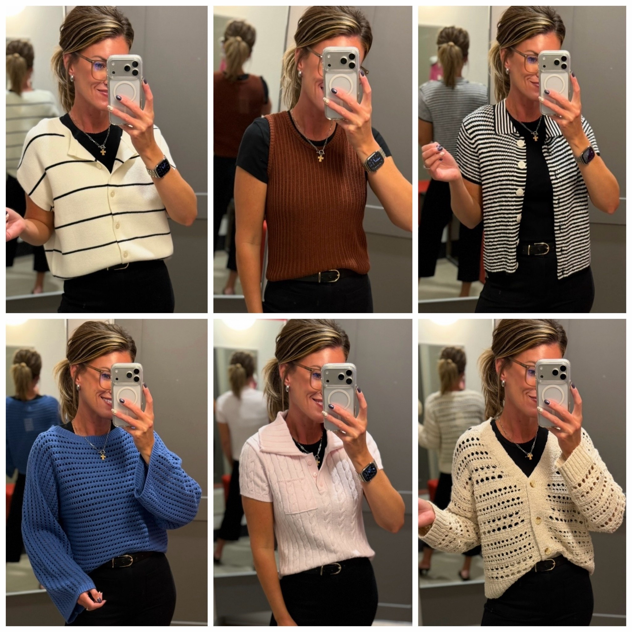 New workwear tops from Target 🎯 
Striped dropped shoulder/ large (for an oversized fit)
Brown/ small 
Black and white striped/ medium
Blue/ medium
Pink/ small
Cream/ medium
Tee/ small 
Pants/ 8

#LTKOver40 #LTKSaleAlert #LTKWorkwear