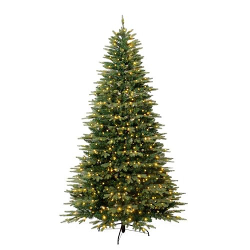 7.5ft Pre-lit Artificial Christmas Tree, Lighted Twinkle Christmas Tree with 500 Warm White LED Lights,2234 Branch Tips,Metal Hinge,Foldable Stand, Xmas Tree for Office Home Holiday Decor | Amazon (US)