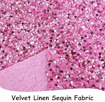 Pink Fabric by The Yard Sparkle Sequin Fabric Mermaid Velvet Fabric 1 Yard Handcraft Material Soft S | Amazon (US)