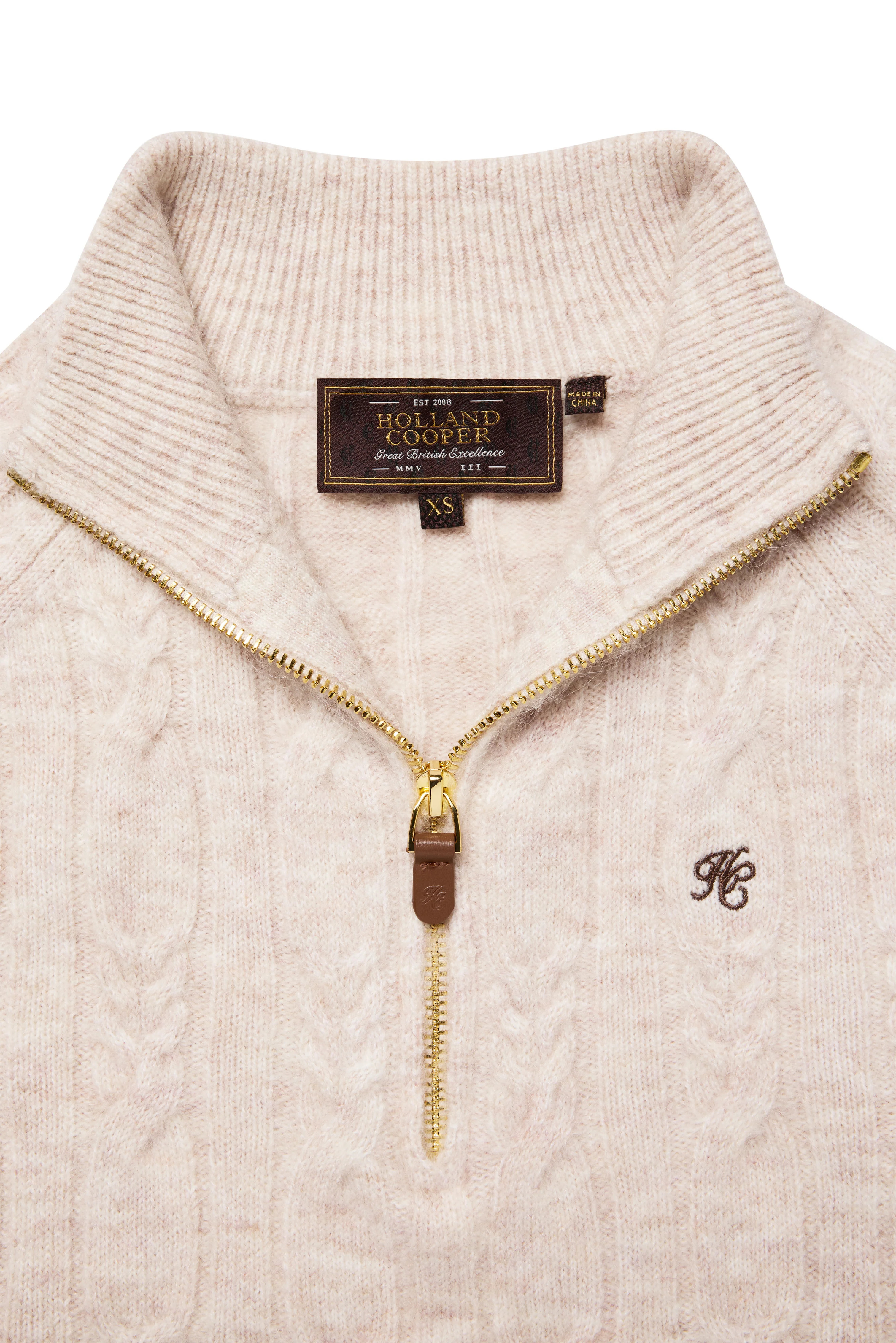 Bridget Quarter Zip Knit (Barley) | Holland Cooper