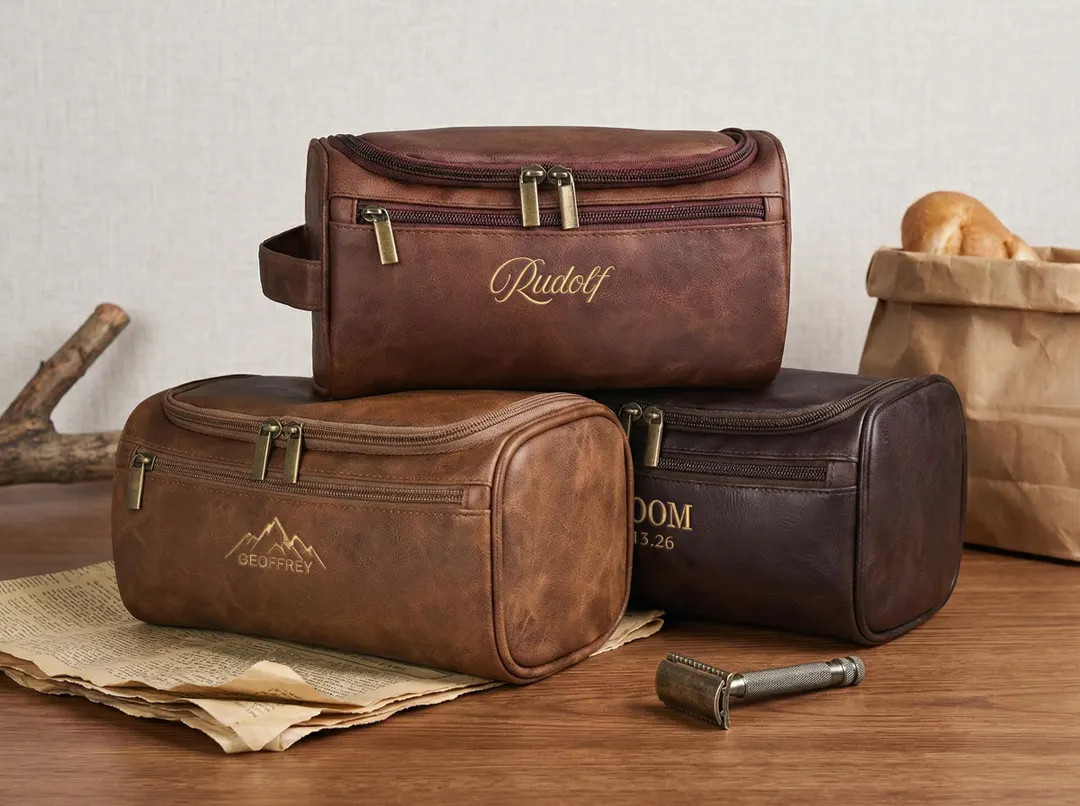Personalized Leather Toiletry Bag, Groomsmen Gift, Embroidered Dopp Kit, Valentines Gift, Travel ... | Etsy (US)