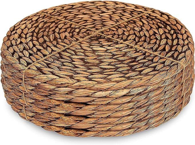 CENBOSS Round Woven Placemats (Brown Wash, 13.5" Set of 8) | Amazon (US)