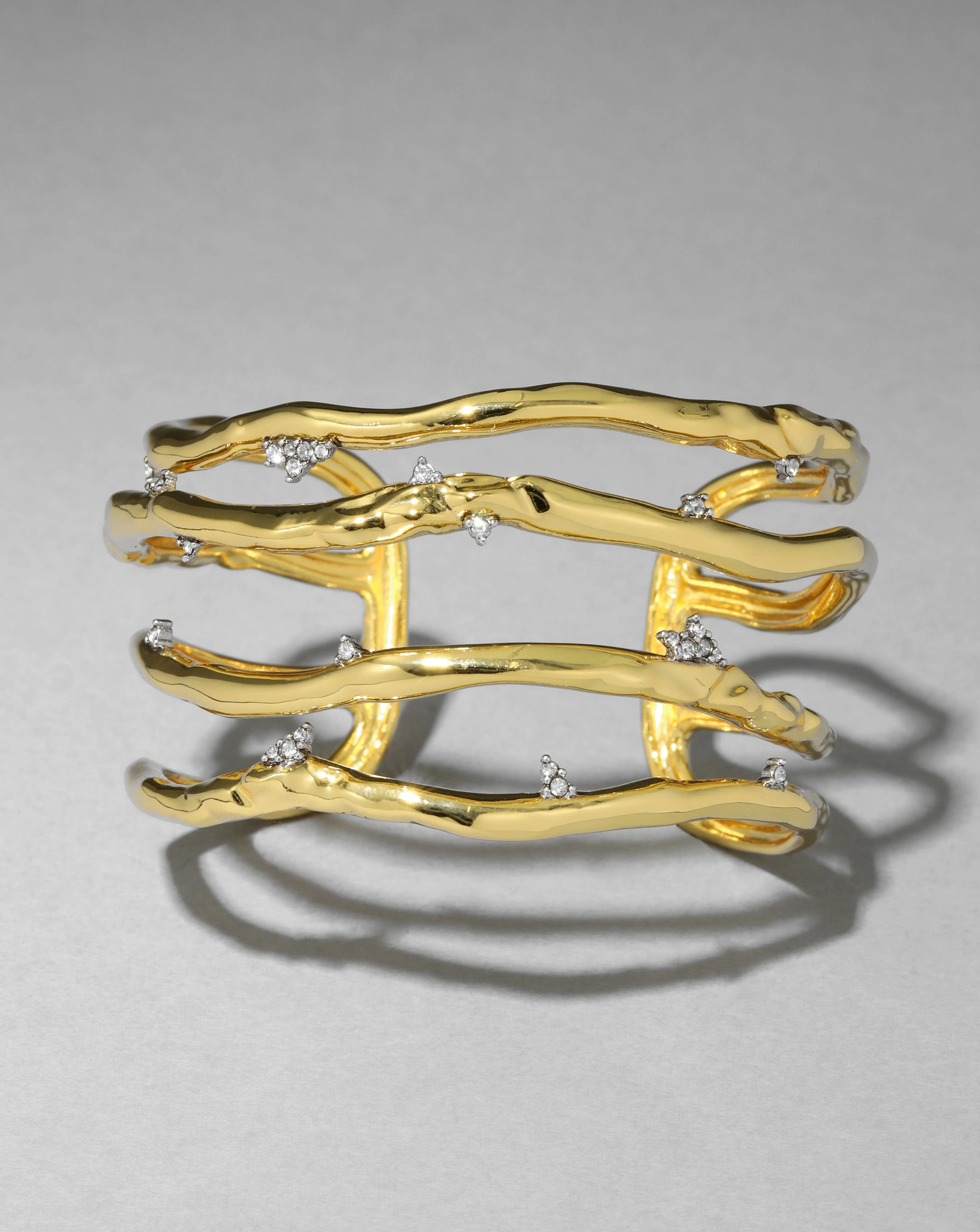 Brut Gold Crystal Thorn Orbit Cuff Bracelet | Alexis Bittar