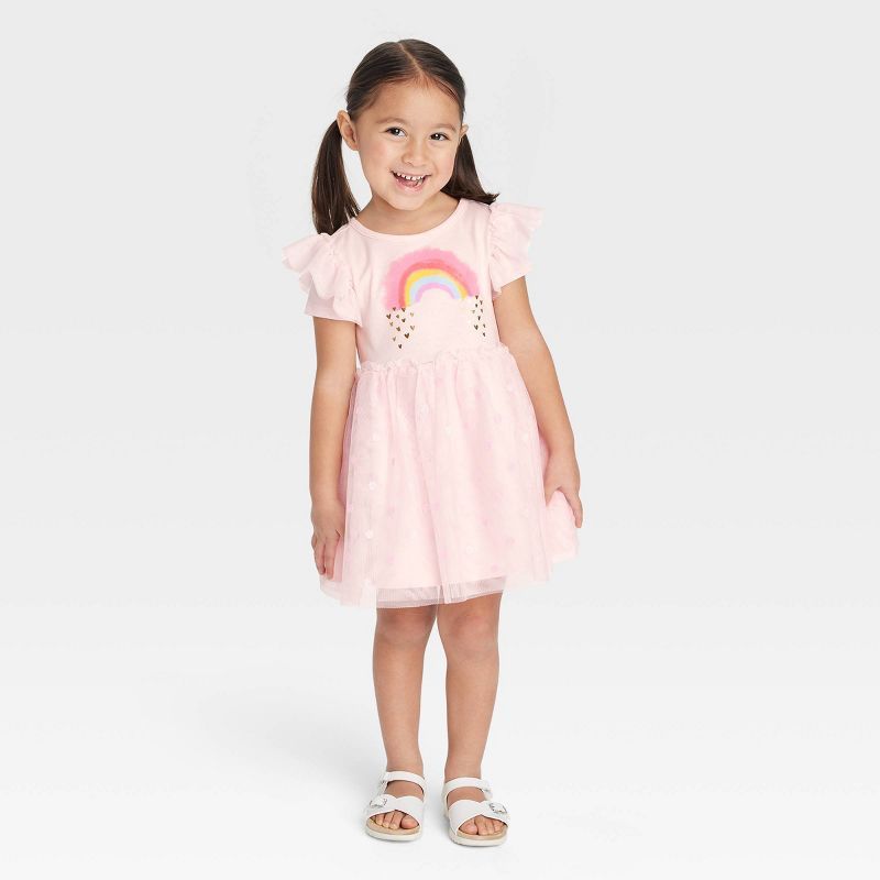 Toddler Girls' Rainbow Tulle Dress - Cat & Jack™ Pink | Target