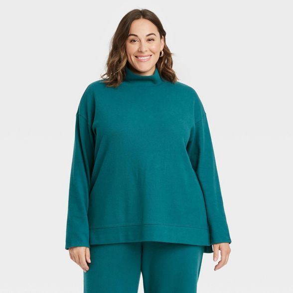 Women's Plus Size Long Sleeve RIb Turtleneck Tunic - Ava & Viv™ | Target