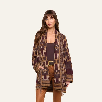 L'AGENCE Jair Cardigan In Dark Java/Burgundy Multi | L'Agence
