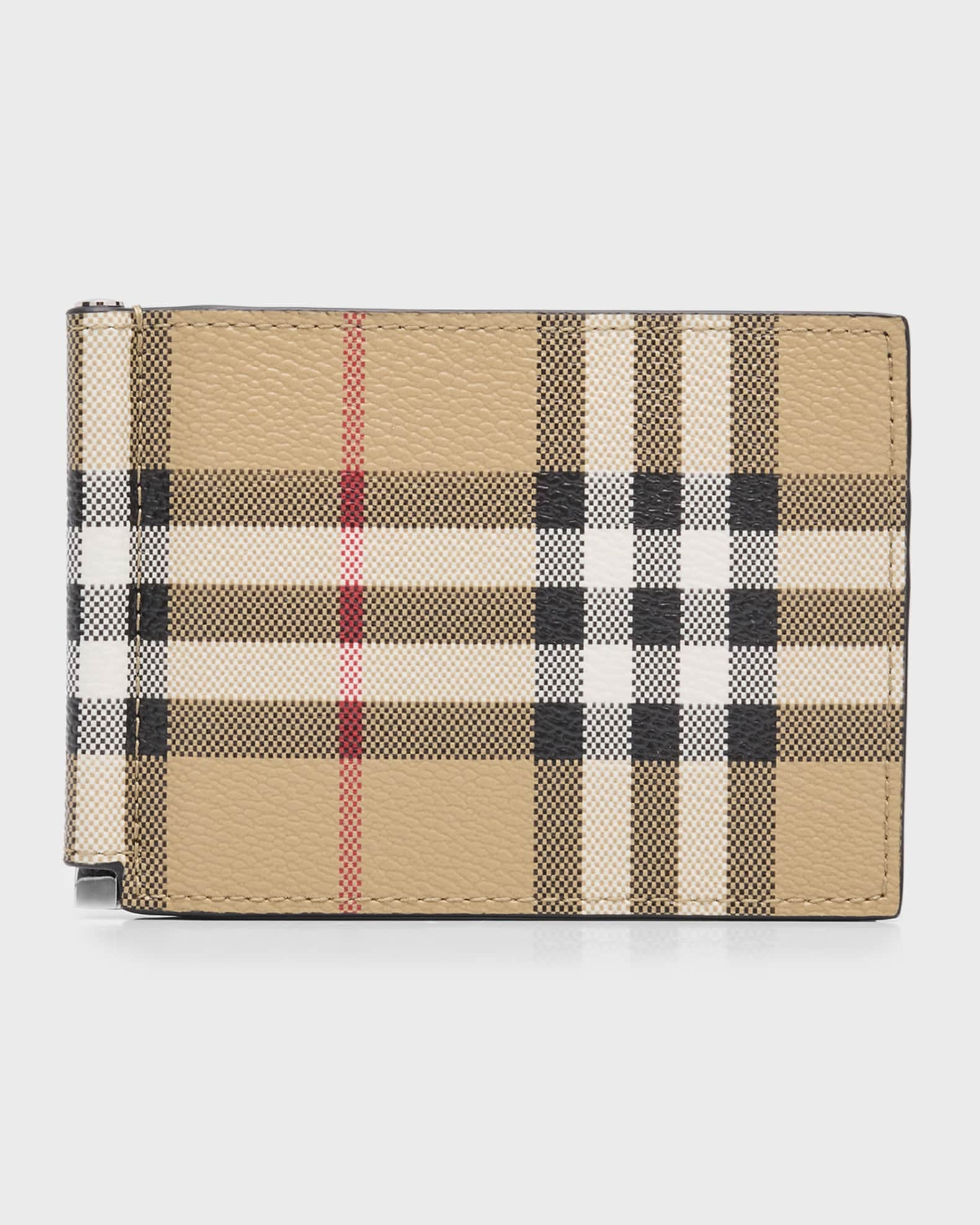 Burberry Men's Vintage Check Money Clip Card Case | Neiman Marcus