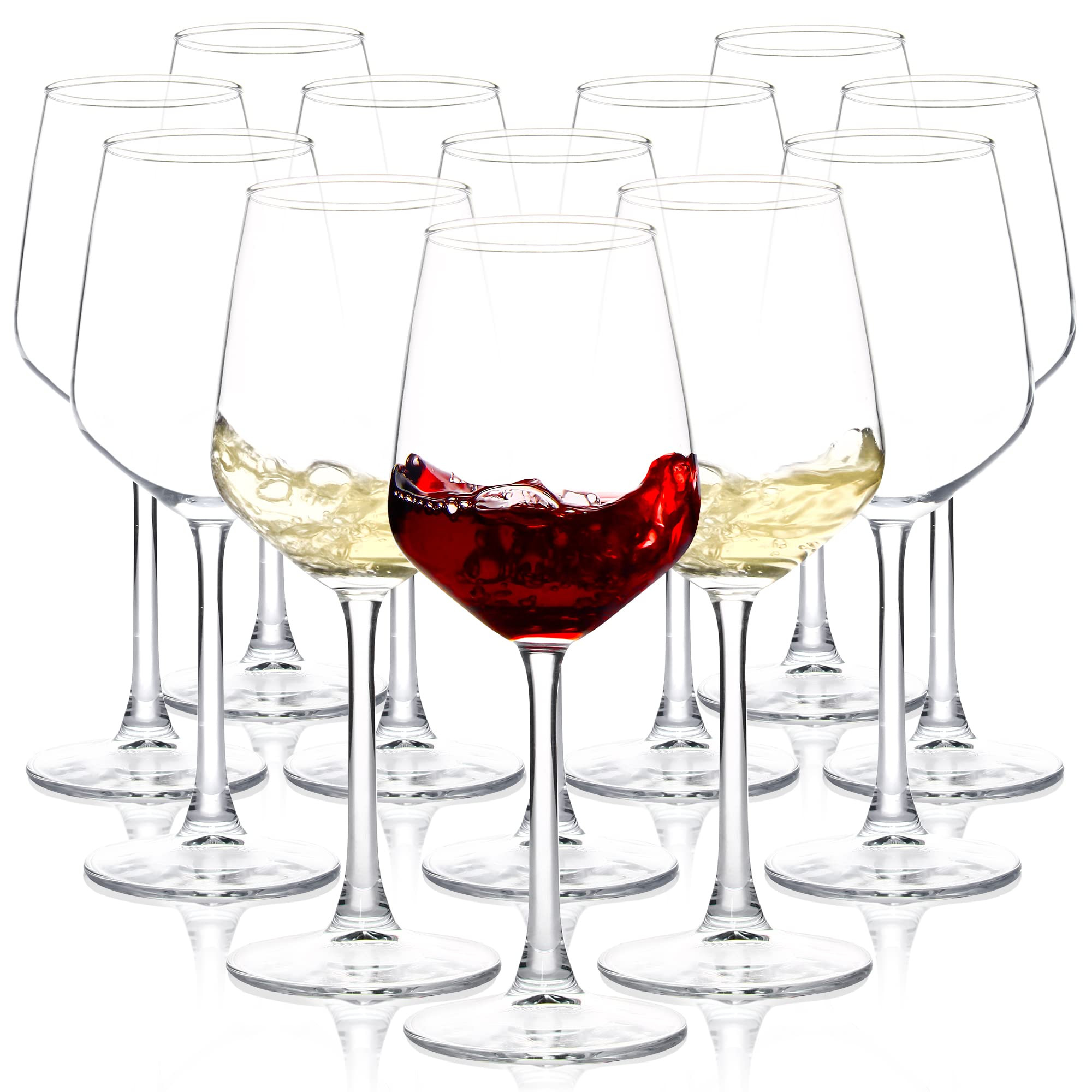 Wine Glasses Set of 12, 12oz Clear Red/White Wine Cup, Long Stem Wine Glasses for Party, Wedding ... | Amazon (US)