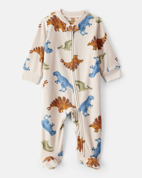 Baby Boy Dinosaur Loose Fit Long-Sleeve Sleep & Play Pajamas - Cream | Carter's Inc