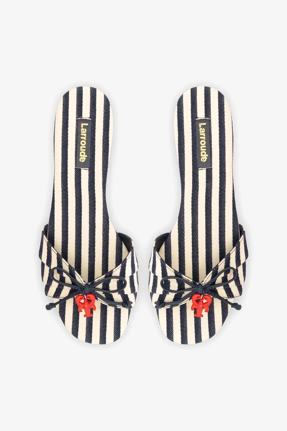 Bardot Flat Navy Striped Canvas | Larroude