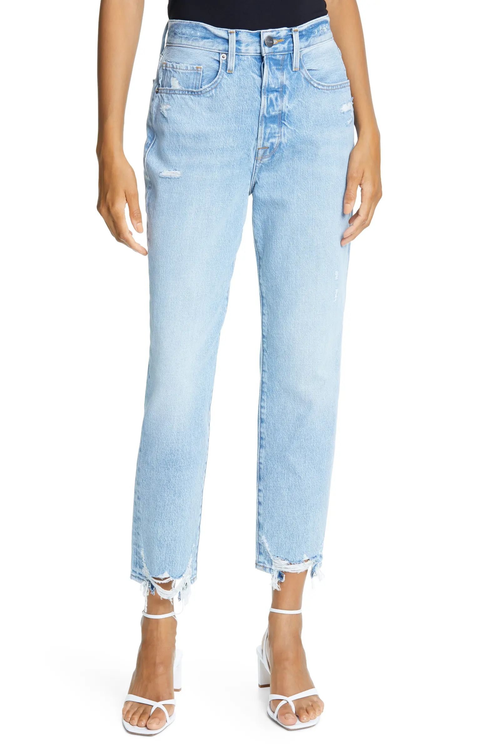 FRAME Le Original Ripped High Waist Crop Jeans | Nordstrom | Nordstrom