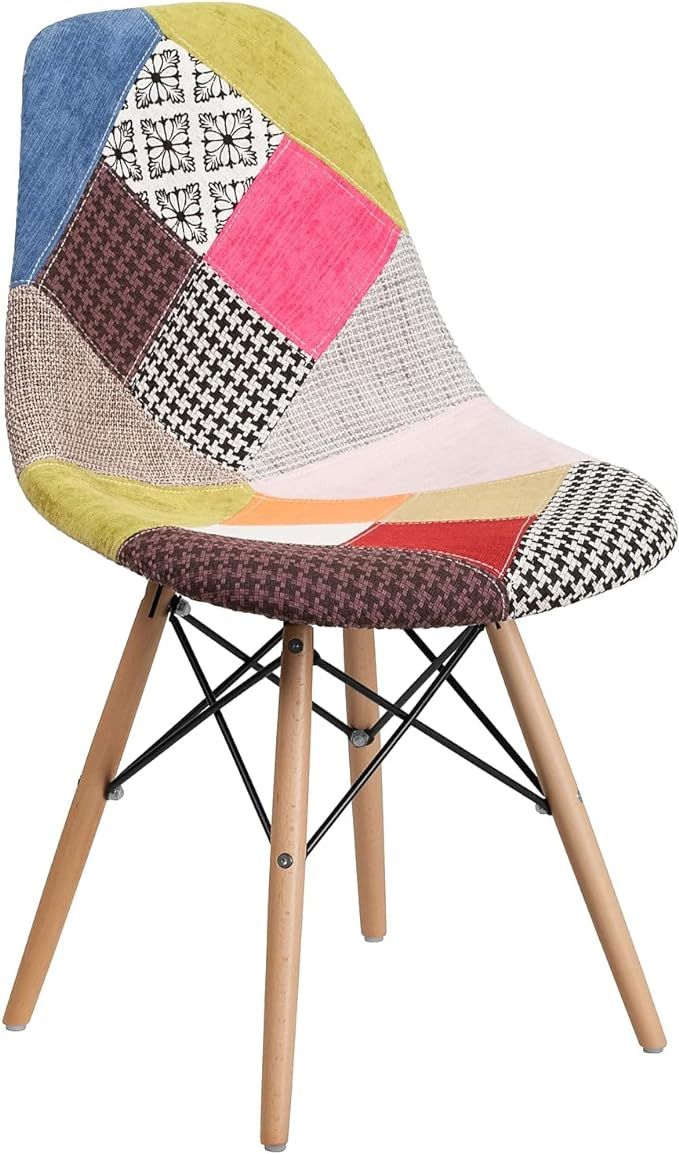 Flash Furniture Elon Series Milan Patchwork Fabric Chair with Wooden Legs | Amazon (US)
