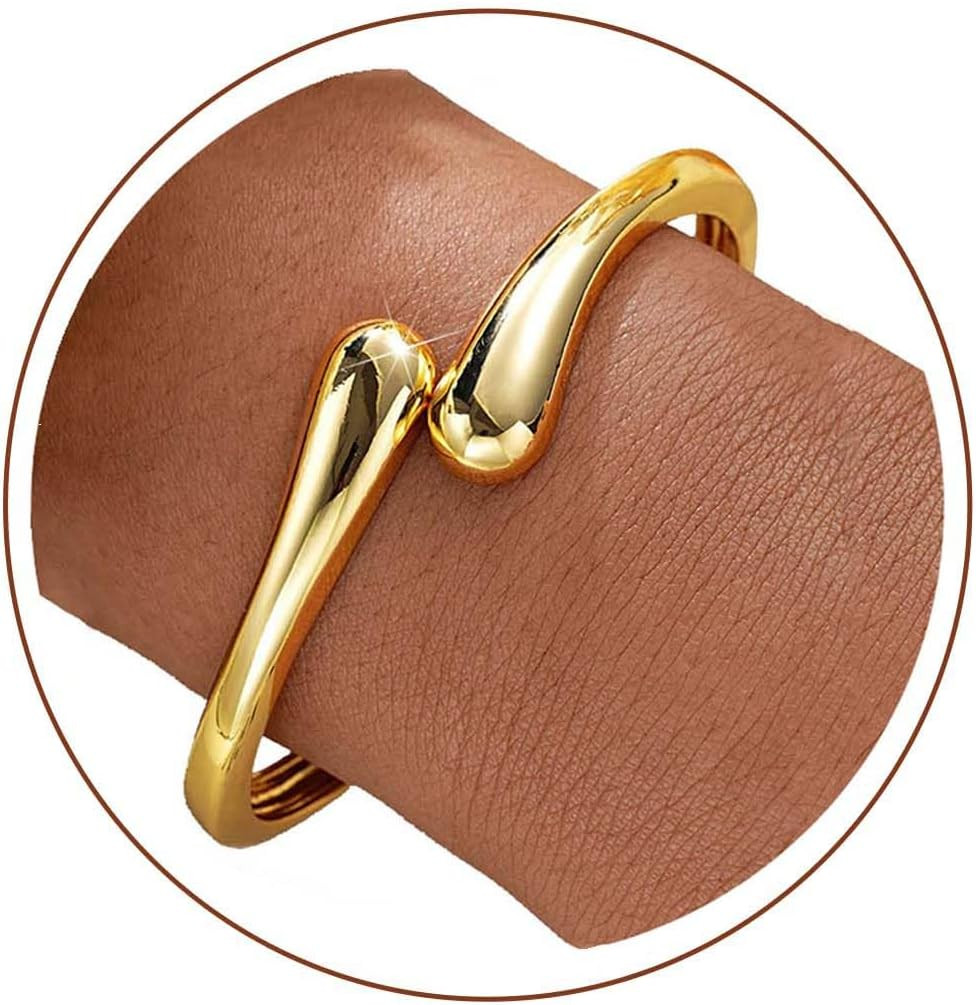 Gold Bracelets for Women Trendy Non Tarnish Bangle Cuff Bracelet Jewelry | Amazon (US)