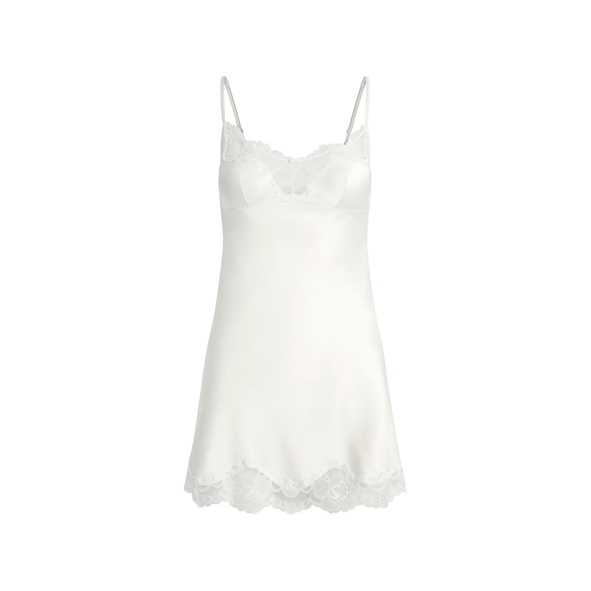 WOVEN SHINE LACE SLIP DRESS | IVORY | SKIMS | SKIMS (US)