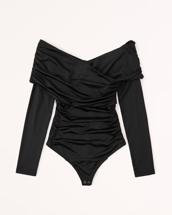 Long-Sleeve Ruched Wrap Bodysuit | Abercrombie & Fitch (US)