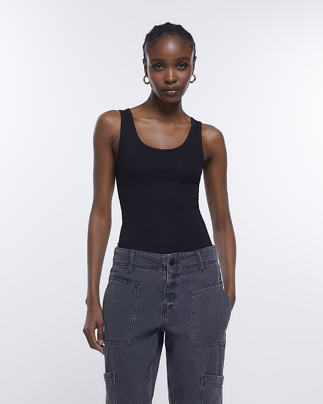 Black scoop vest top | River Island (UK & IE)