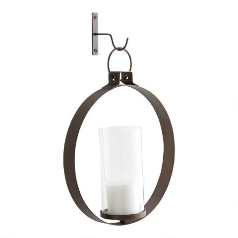 Ethan Bronze Circle Pendant Candle Wall Sconce | World Market