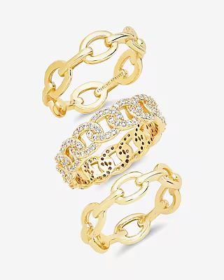 Sterling Forever Set of 3 Mixed Link Stacking Ring | Express