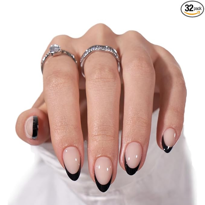 BTArtbox French Tip Press On Nails, Almond, Supremely Fit, Natural, Reusable Short Glue/Stick On ... | Amazon (US)