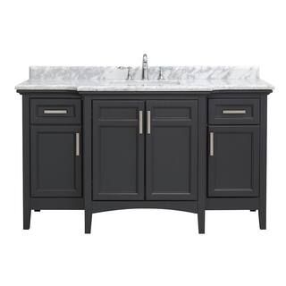 Sassy 60 in. W x 22 in. D Vanity in Dark Charcoal with Marble Vanity Top in White with White Sink | The Home Depot