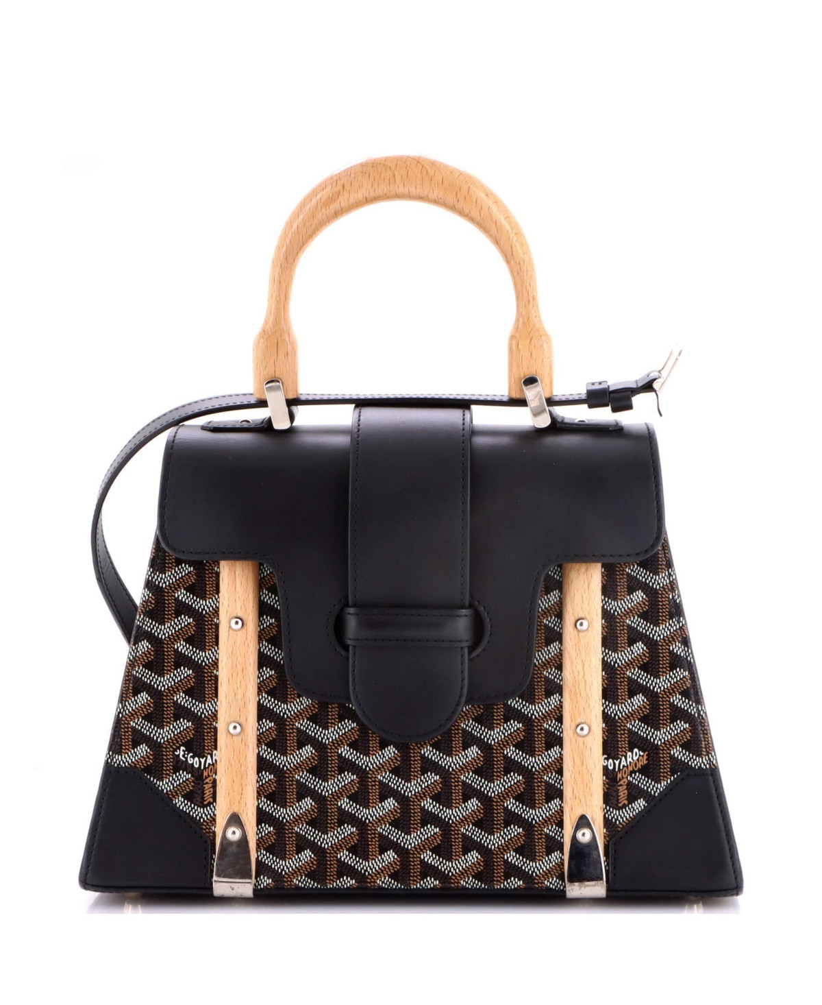 Pre-Owned Goyard Pm Saigon Top Handle Bag Coated Canvas with Leather - Black | Macy's