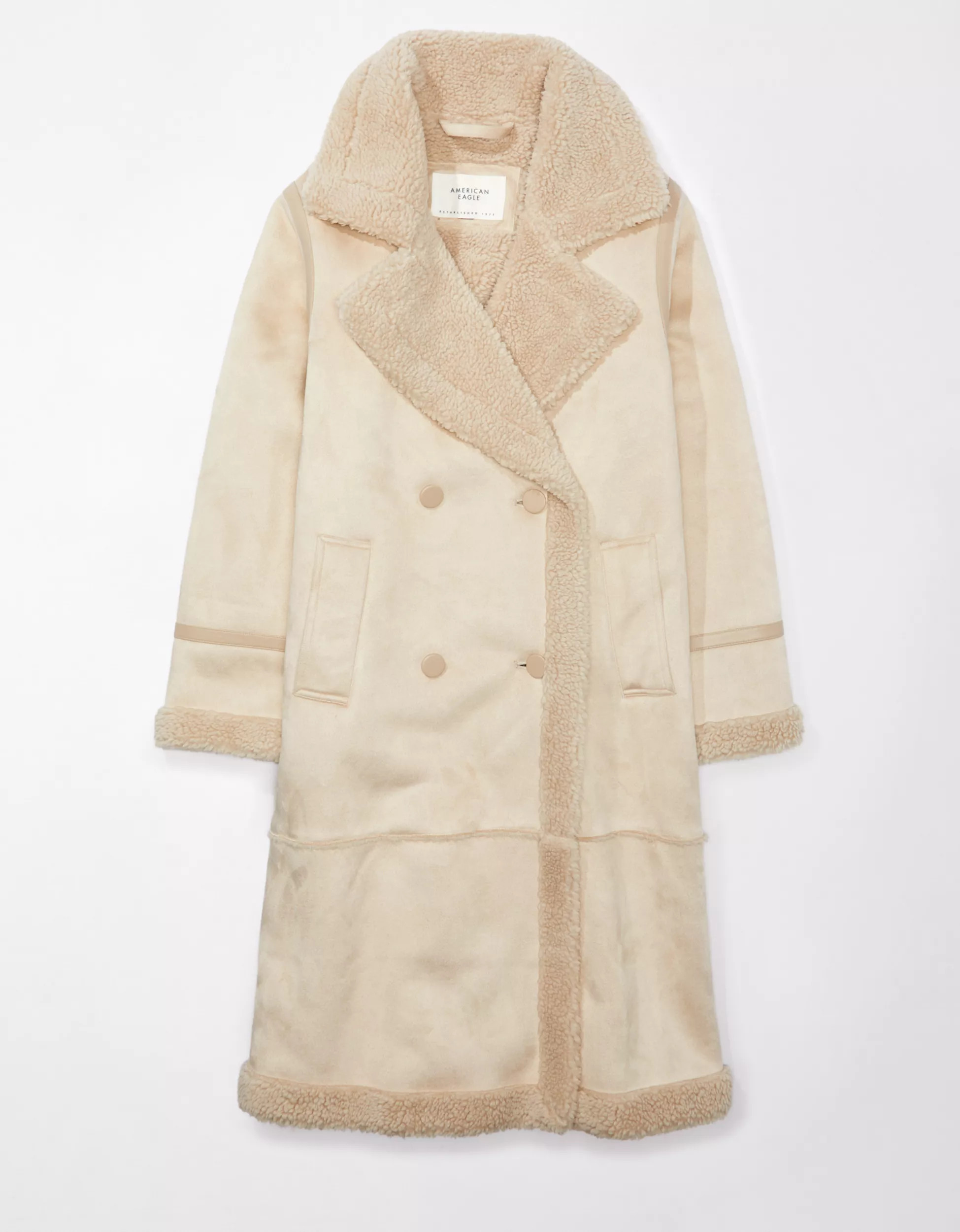 AE Long Vegan Shearling Coat | American Eagle Outfitters (US & CA)