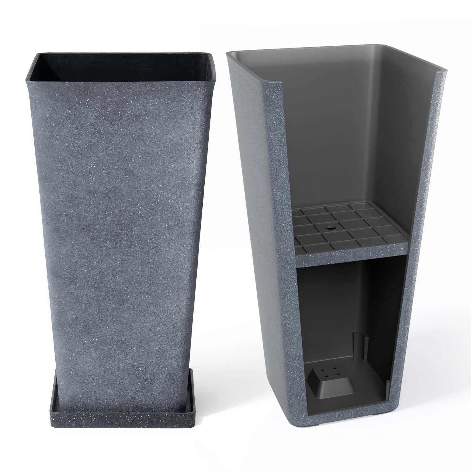 Amimma Tall Planters, 2 Set Large Rectangular Tall Planters for Outdoor Plants (Set of 2) | Wayfair North America