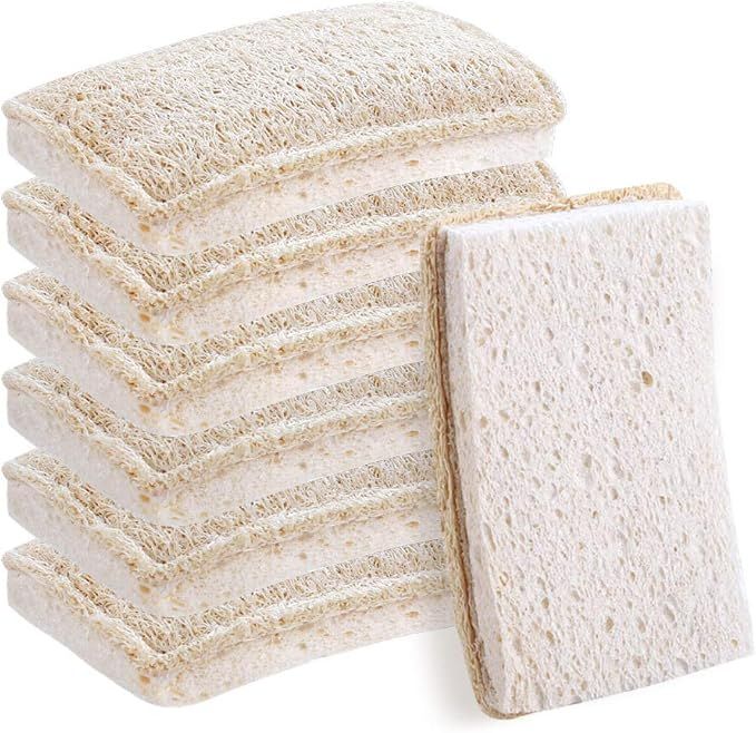 Wangda.G Upgrade Natural Loofah Kitchen Sponges 6 Pack, eco Friendly sponges for Dishes ,Reusable... | Amazon (US)