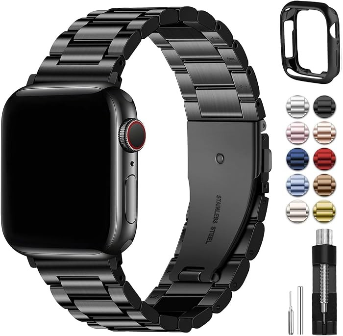Fullmosa Band Compatible with Apple Watch 44mm 45mm 42mm, Stainless Steel iWatch Band for Apple W... | Amazon (US)