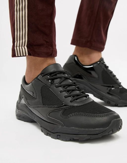 ASOS DESIGN trainers in black with chunky sole | ASOS UK