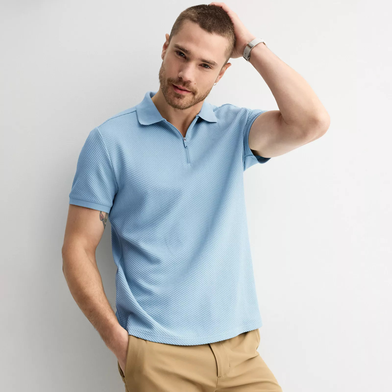 Men's FLX Texture Zipper Polo | Kohl's