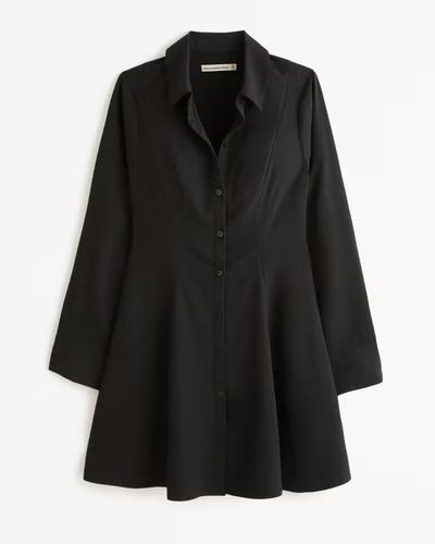 Long-Sleeve Crepe Shirt Dress | Abercrombie & Fitch (US)