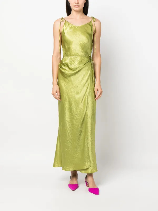 crinkled satin wrap dress | Farfetch Global