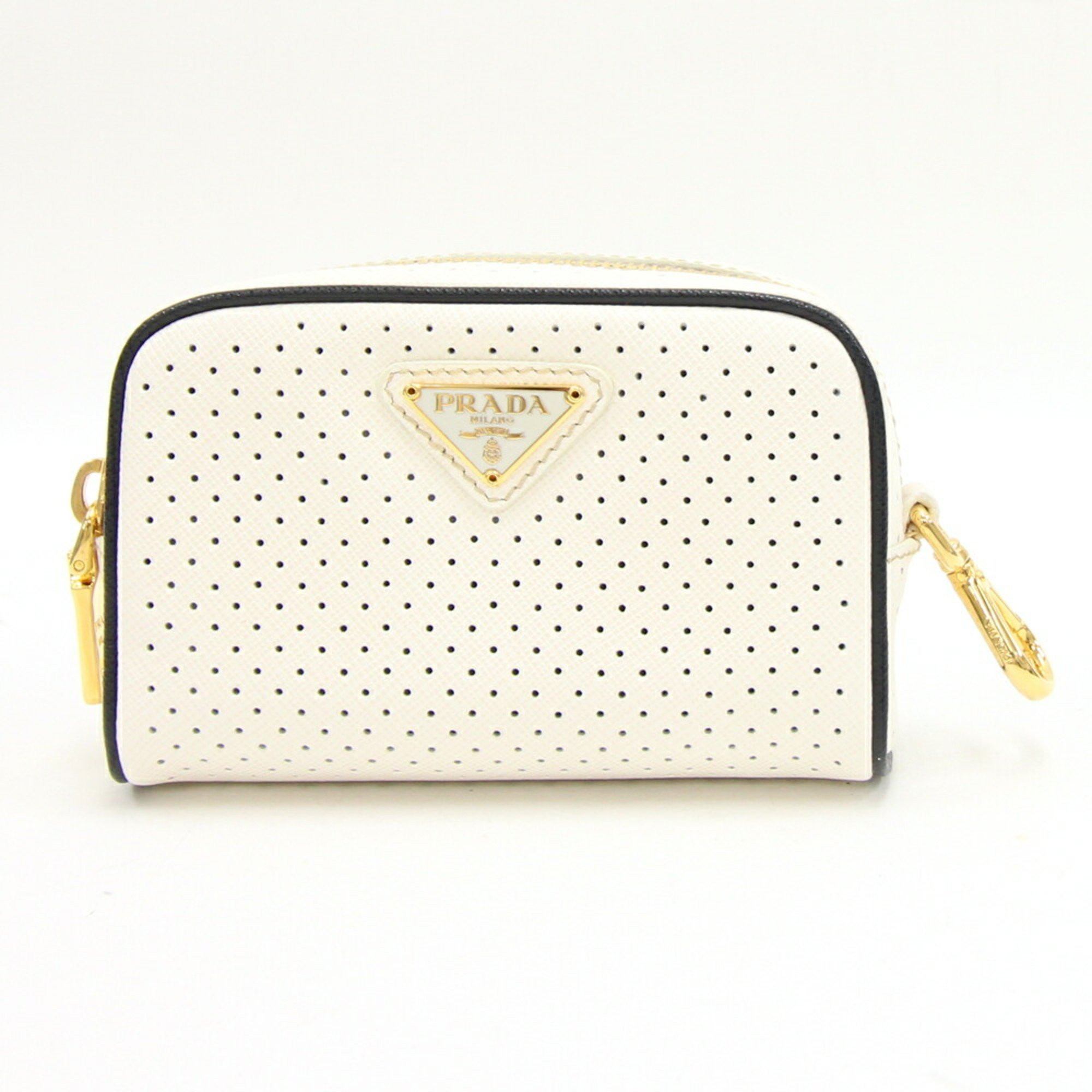 Pre-Owned Prada Pouch 1N1473 White Leather Accessory Bag Charm Punching Women's Keychain PRADA (G... | Walmart (US)
