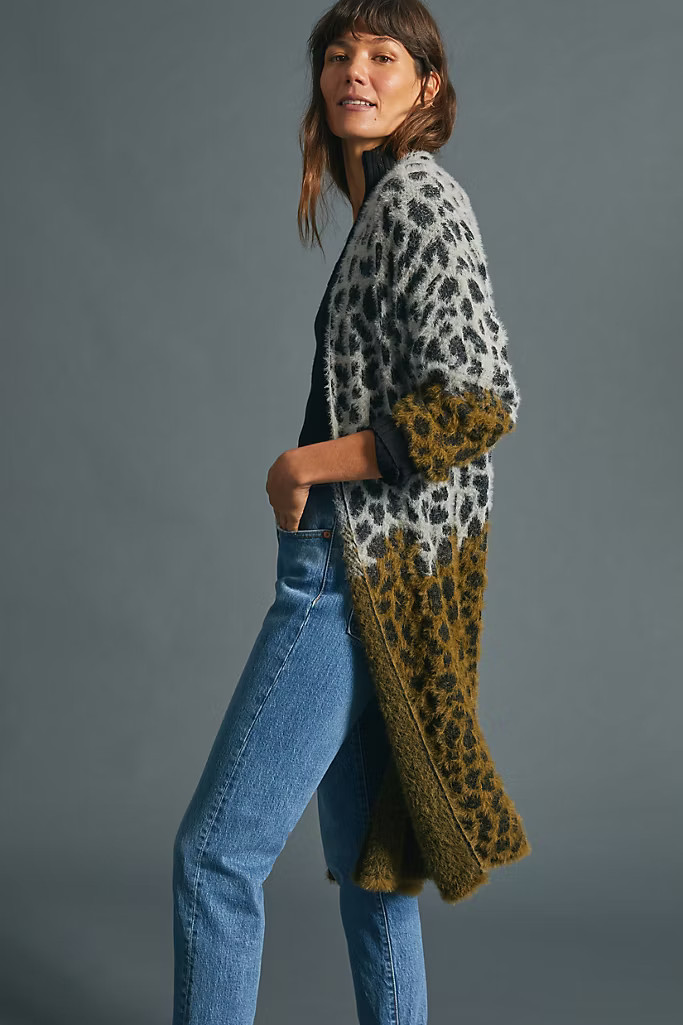 Katrine Leopard-Spotted Longline Cardigan | Anthropologie (US)
