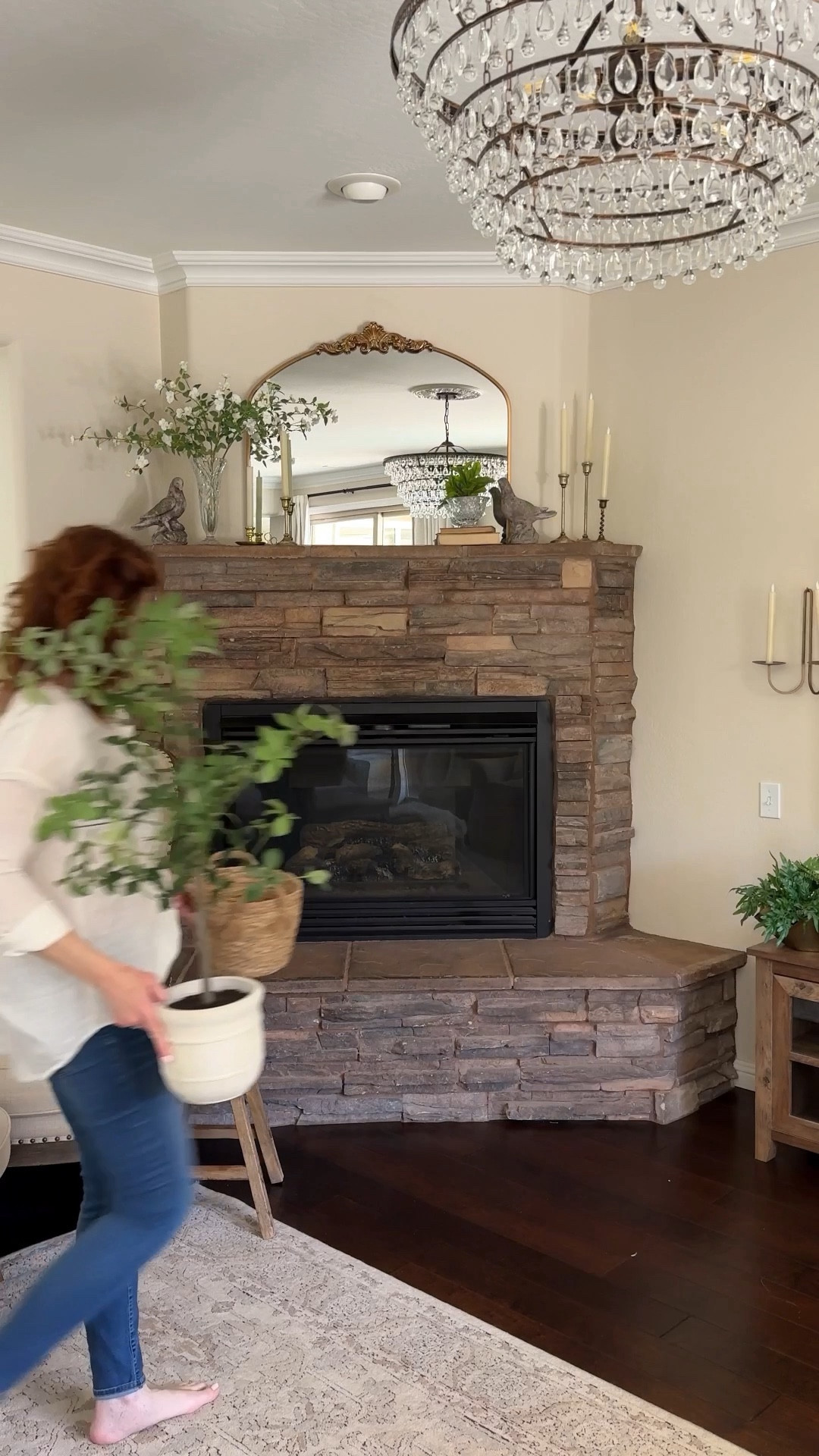 Spring mantle styling with greenery, blooms, vintage pieces and candles. 

The stone dove pair is from my favorite small shoppe @shoppe.crown.and.sparrow

Battery operated candles, Flameless taper candles, Target greenery, French baroque mirror , spring decorating, spring decor, mantle decor 

#LTKVideo #LTKSeasonal #LTKhome