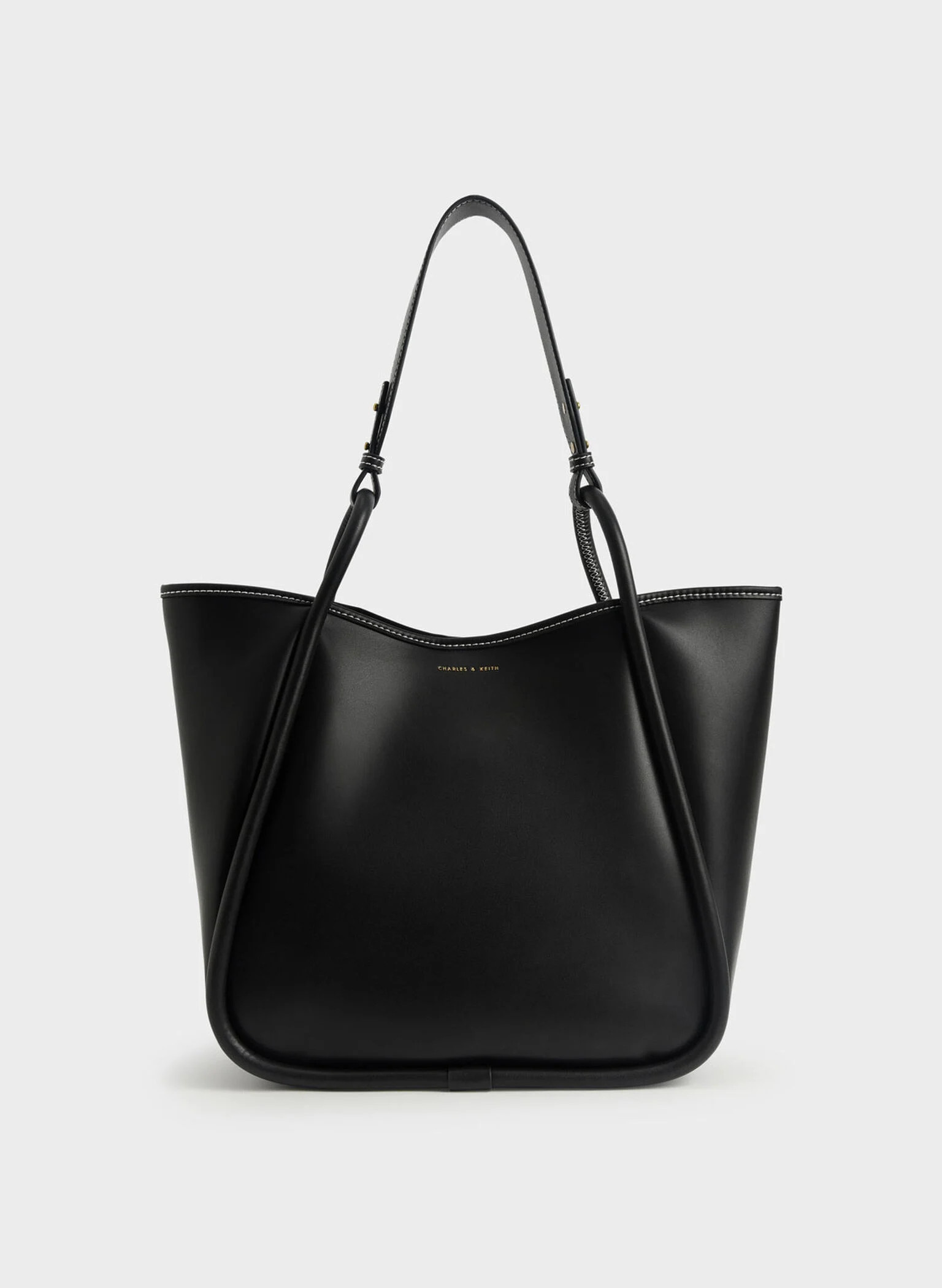 Tubular Slouchy Tote Bag - Black | Charles & Keith UK