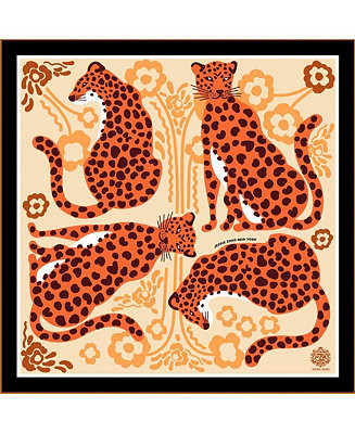 Jessie Zhao New York SILK BANDANA SCRAF OF LEOPARDS WITH FLORAL FOUNTAIN - Macy's | Macy's