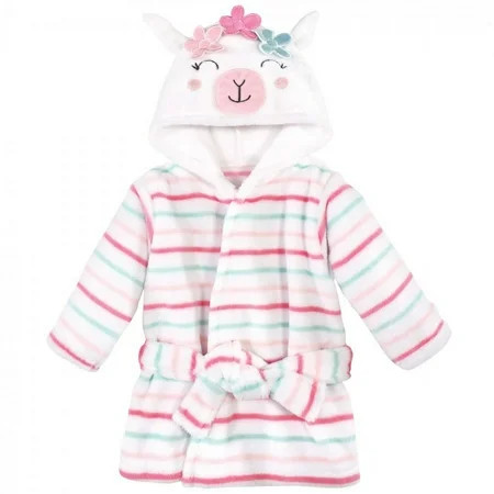 Hudson Baby Infant Girl Plush Animal Face Bathrobe, Flower Llama, 0-9 Months | Walmart (US)