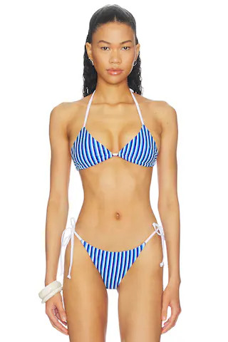 MORE TO COME Monica Bikini Top in Blue & White Stripe from Revolve.com | Revolve Clothing (Global)