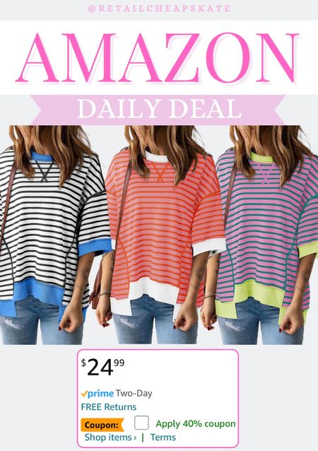 Amazon deal on this cute striped tee! Clip the 40% off coupon!

#LTKStyleTip #LTKSaleAlert #LTKFindsUnder50