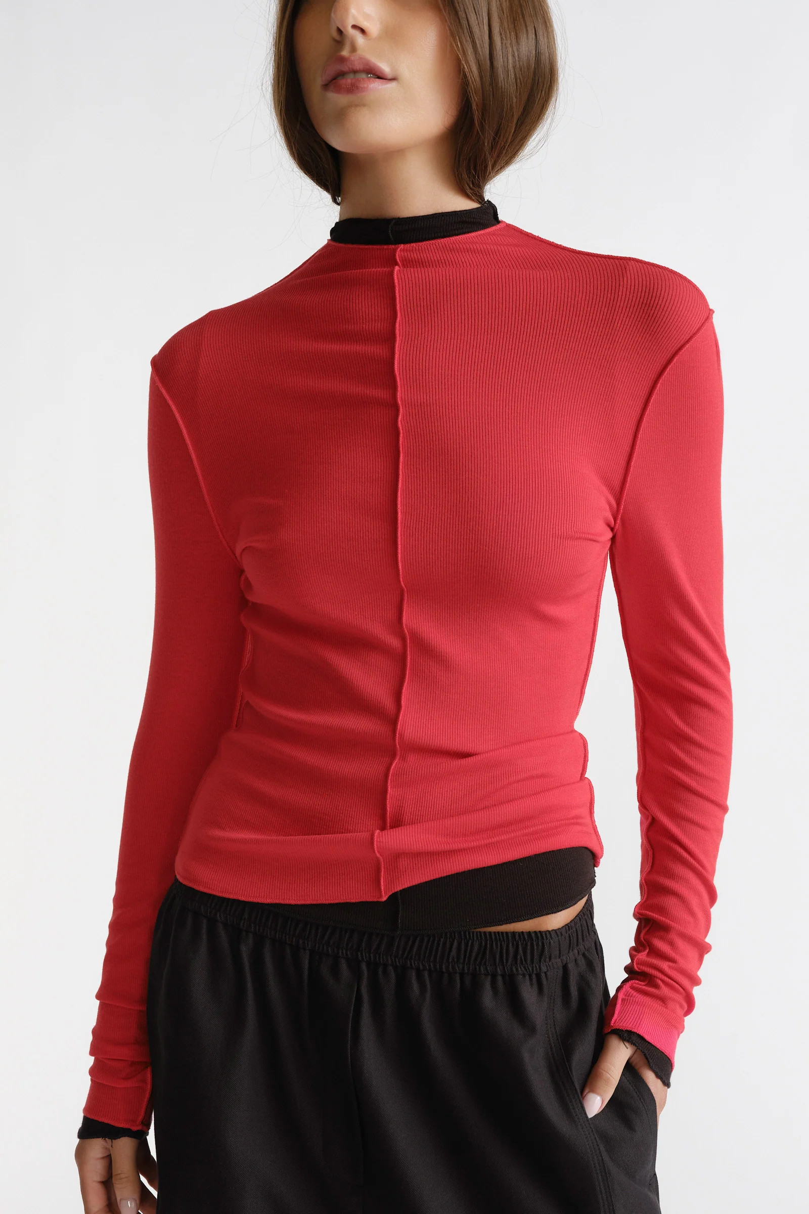 D-Luxe Semi Sheer Long Sleeve - Rouge | DECJUBA