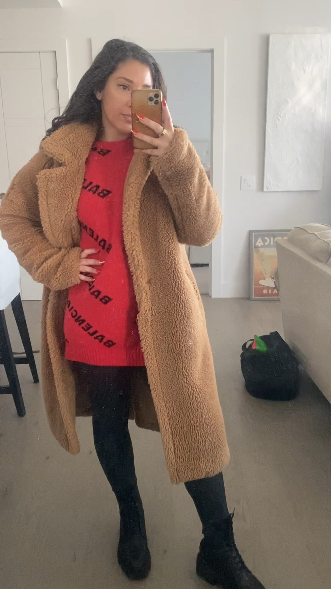 Cozy vibes for today. I love this teddy coat for winter. It’s so warm and long that it keeps you toasty - especially paired with a long Balenciaga sweater and faux leather leggings this look is so easy for winter. 

#LTKSeasonal #LTKGiftGuide #LTKHoliday