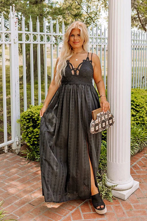 Sweetest Dream Eyelet Maxi In Black Curves | Impressions Online Boutique