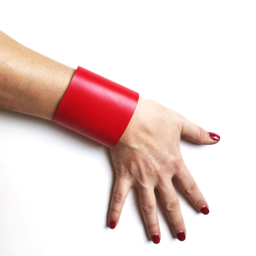 Red Leather Wristband or Leather Bracelet for Women, Red Leather Cuff as Best Friend Gifts - Etsy | Etsy (US)