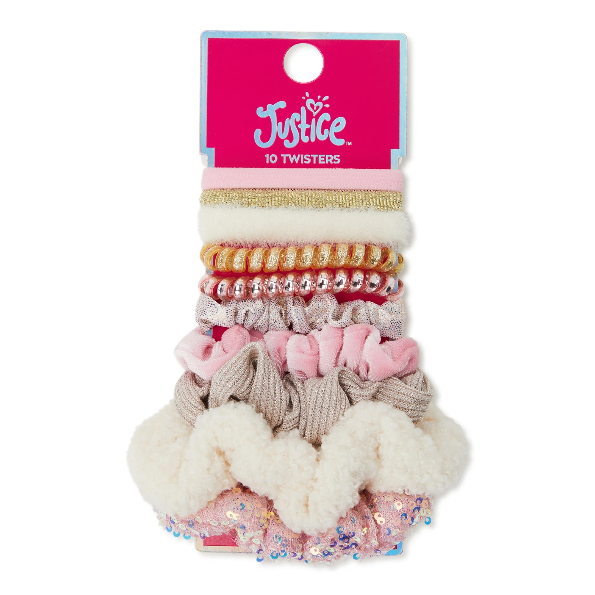 Justice Girls Hair Coil And Twister Set, 10-Piece Pink Ivory | Walmart (US)