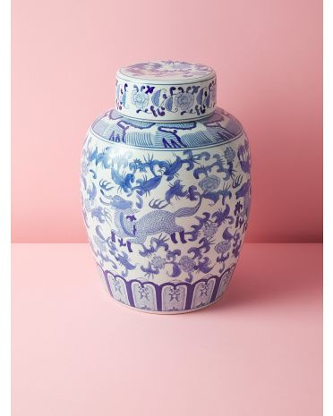 16in Chinoiserie Jar With Lid | HomeGoods