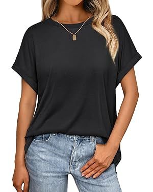 AUTOMET Women Tops Casual Basic T Shirts Loose Fit Crewneck Short Sleeve Summer Outfits | Amazon (US)